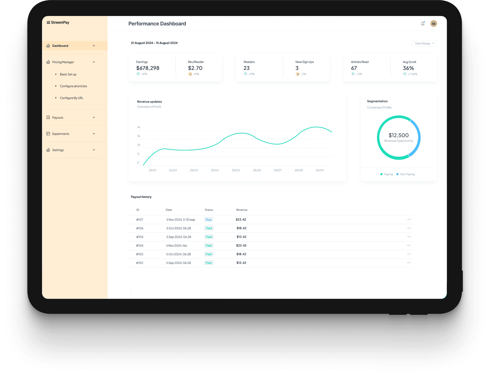 iPad Pro 11 - SAAS Dashboard