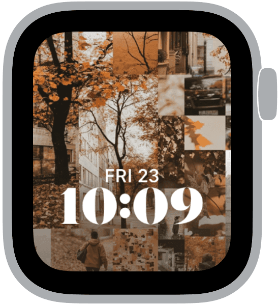 an apple watch face from the fall collage collection