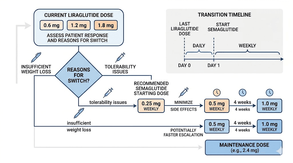 Guide for switching from liraglutide to semaglutide flowchart
