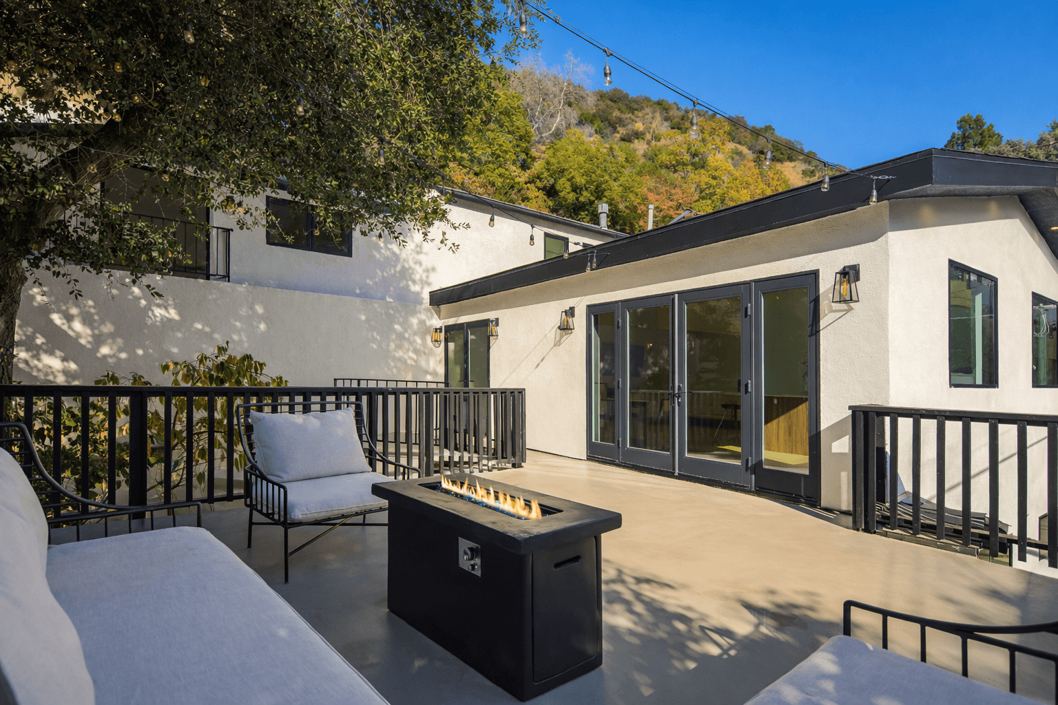 Modern building with tile facade on a hillside