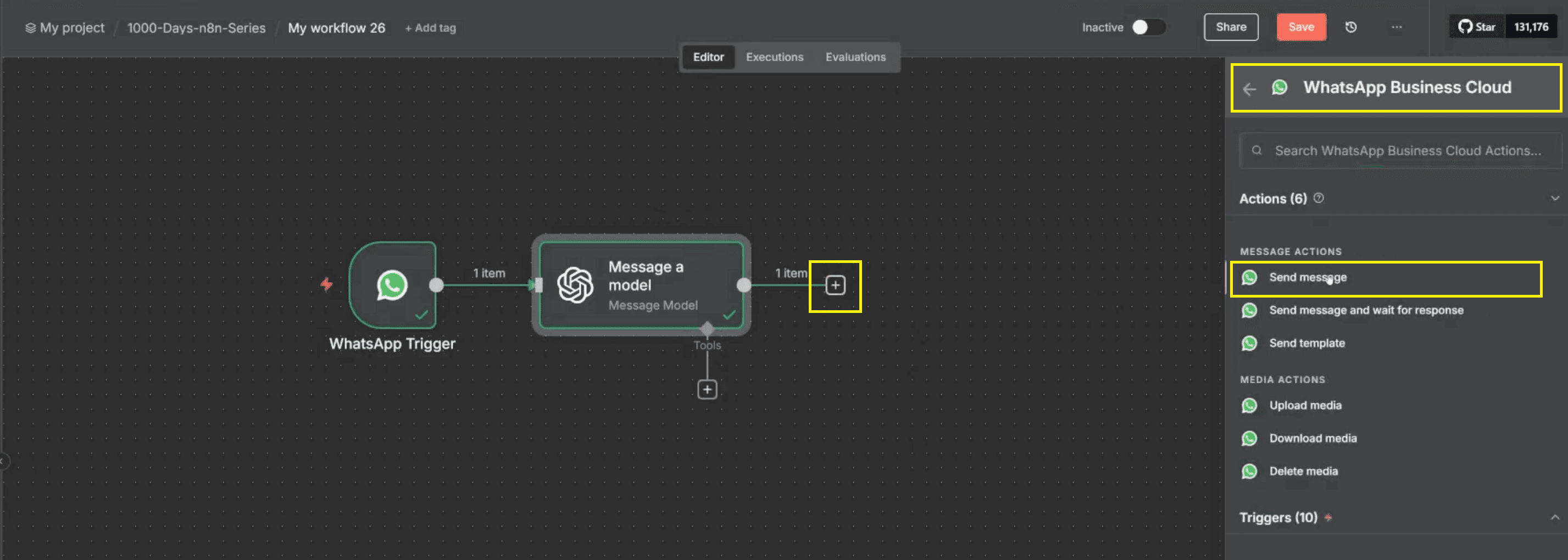 9. wa business cloud - send message