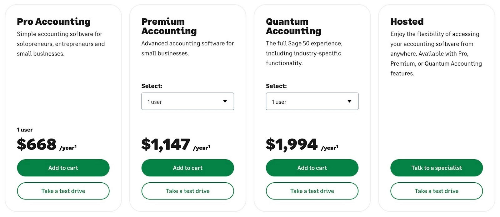 Sage 50 pricing plans