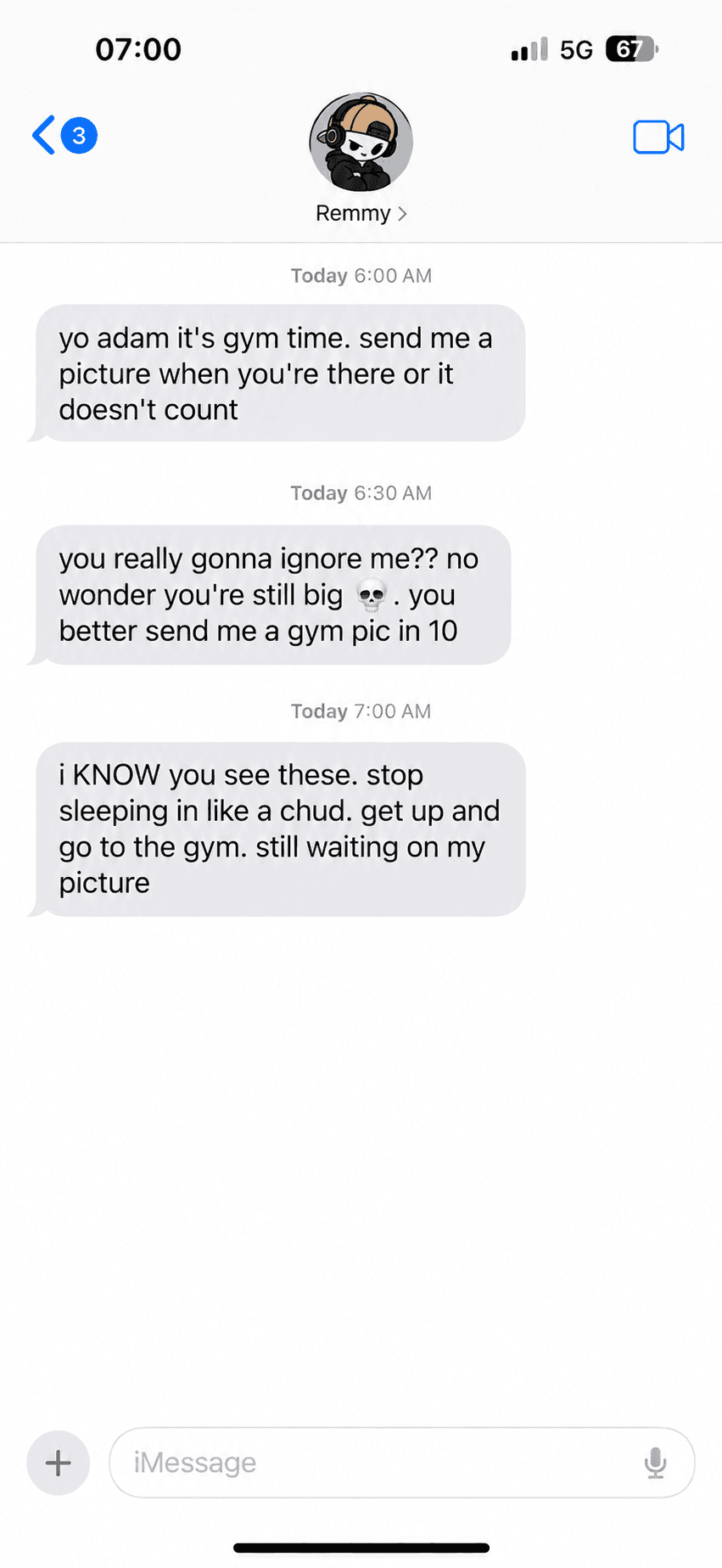 He texts first