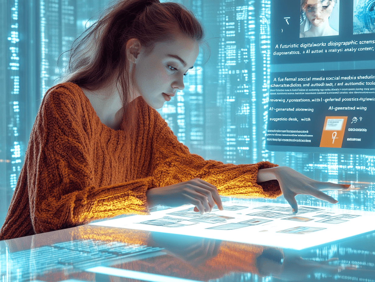 Donna che sceglie foto su display