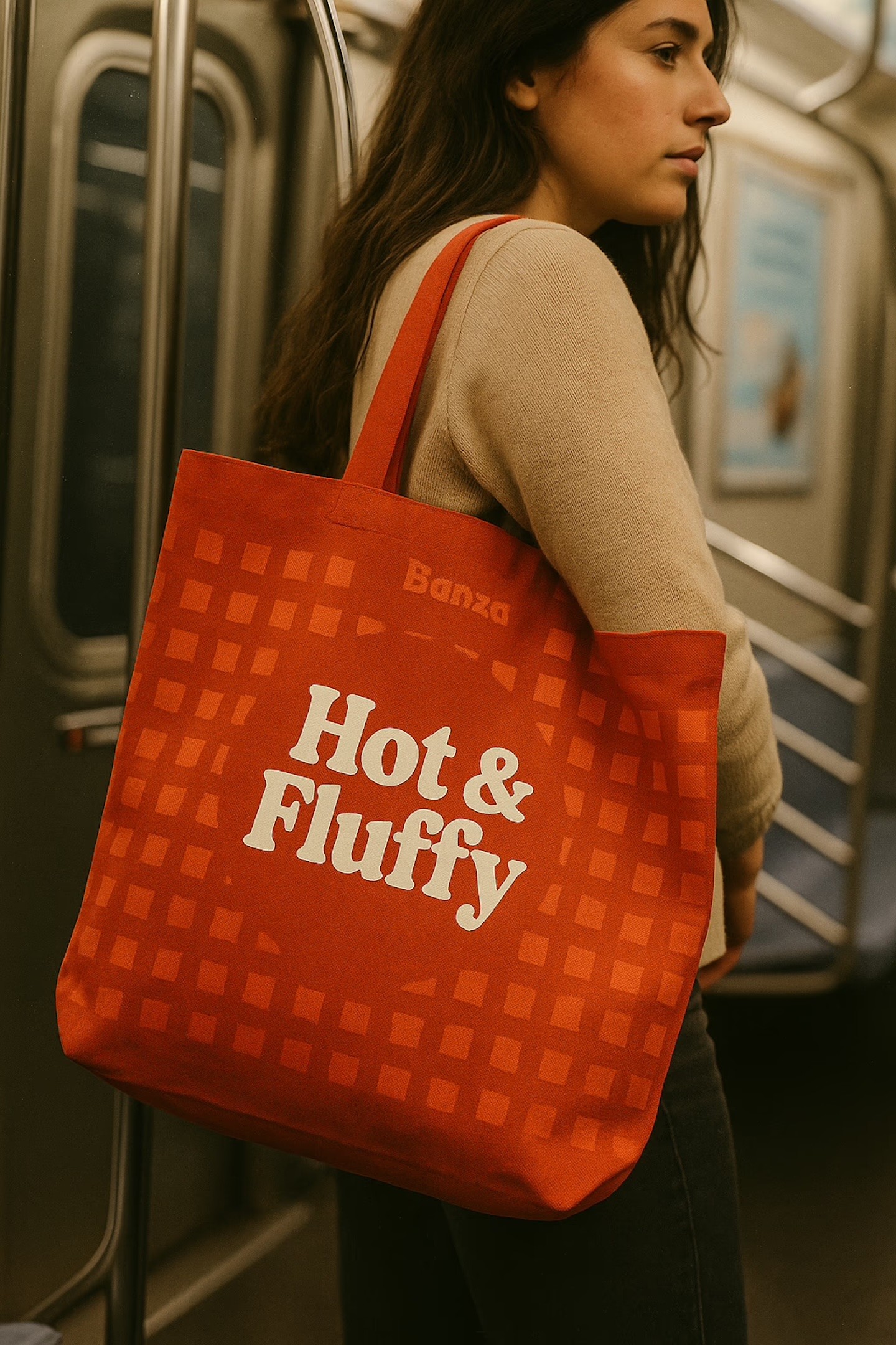 Banza Waffles Swag Design Tote bad Mockup subway