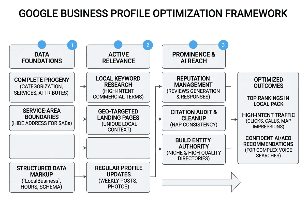 Google Business Profile optimization framework for local and AI search