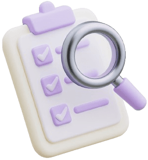 Illustration d'une loupe sur une liste de vérification, symbolisant le diagnostic d'un audit RH pour PME