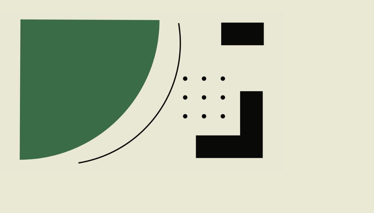 Abstract geometric graphic used as a modern header image for an article on common job interview questions and how to answer them.