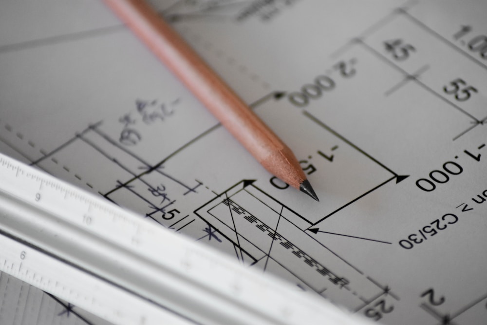 Primer plano de planos de construcción para takeoff