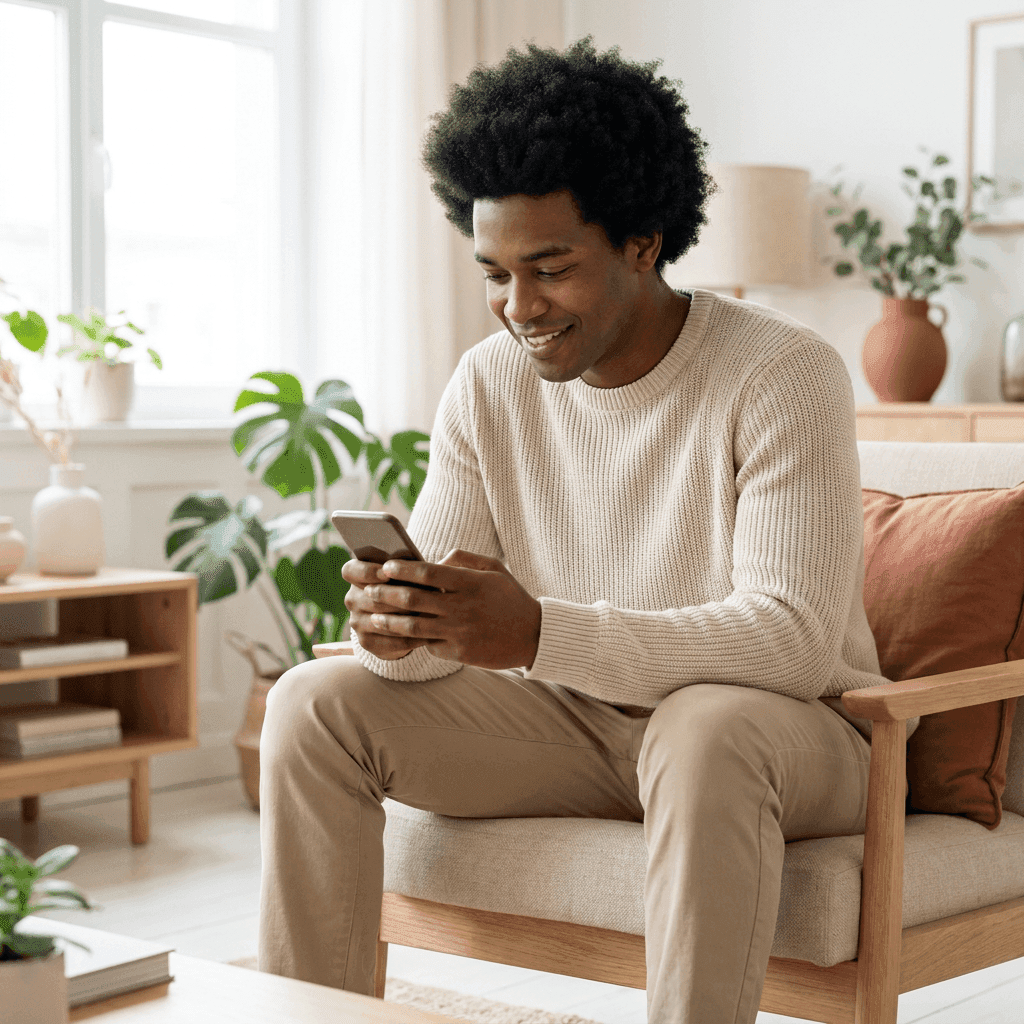 A man texts his healthcare provider for his healthcare information.
