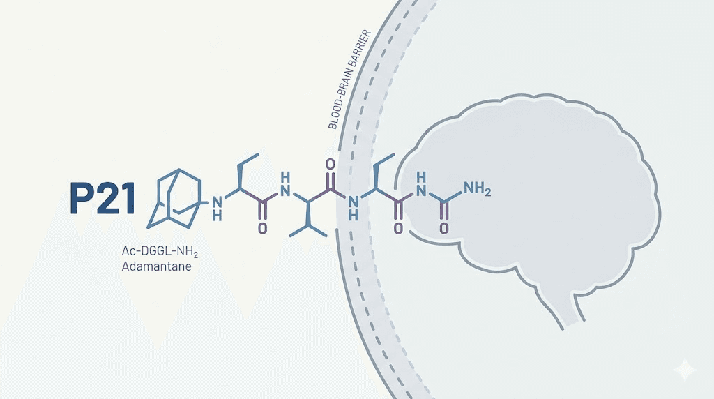 P21 peptide molecular structure crossing the blood-brain barrier