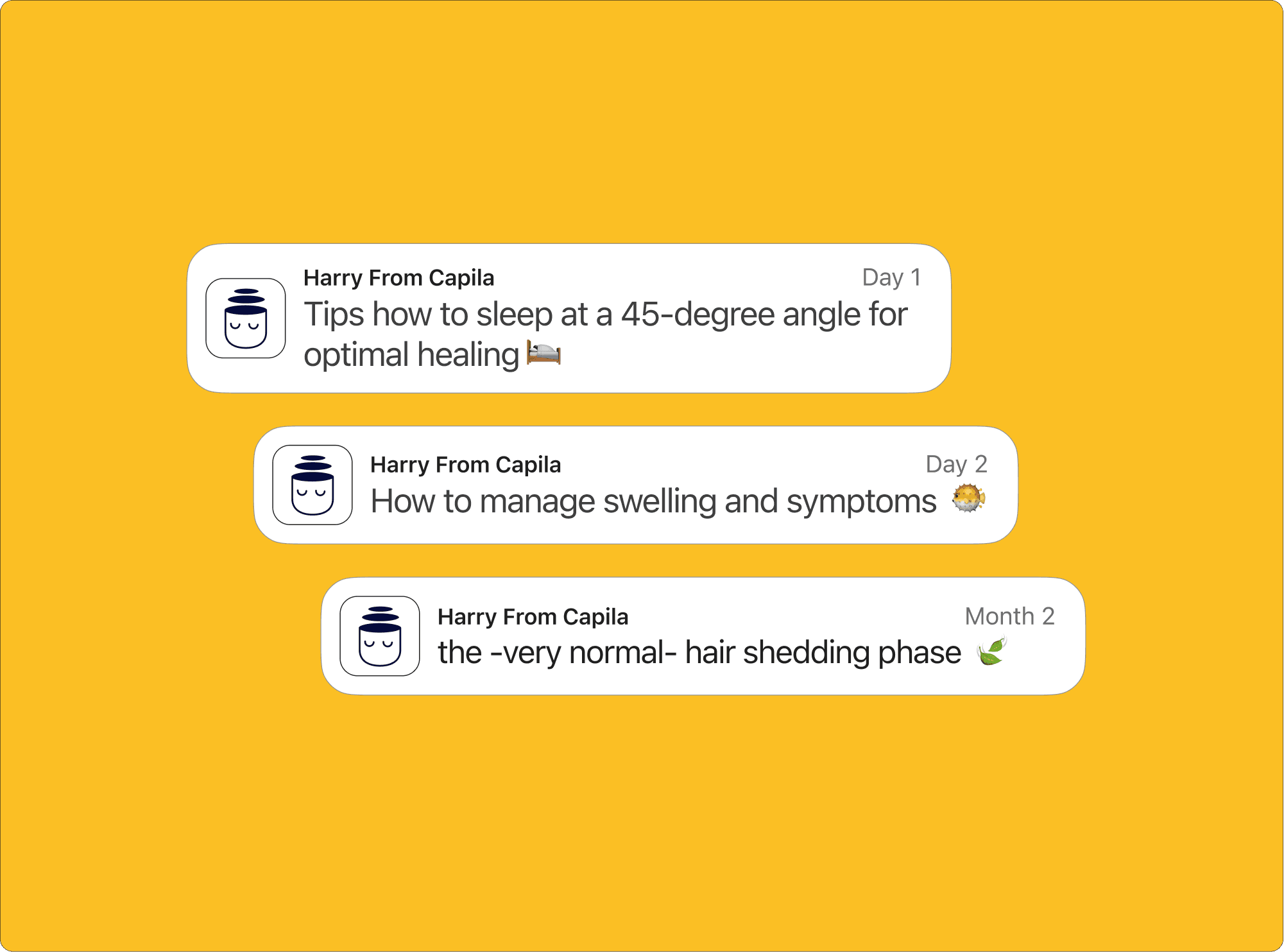 Capila mobile app has a ai chat trained to give personalized answers for hair transplant patients