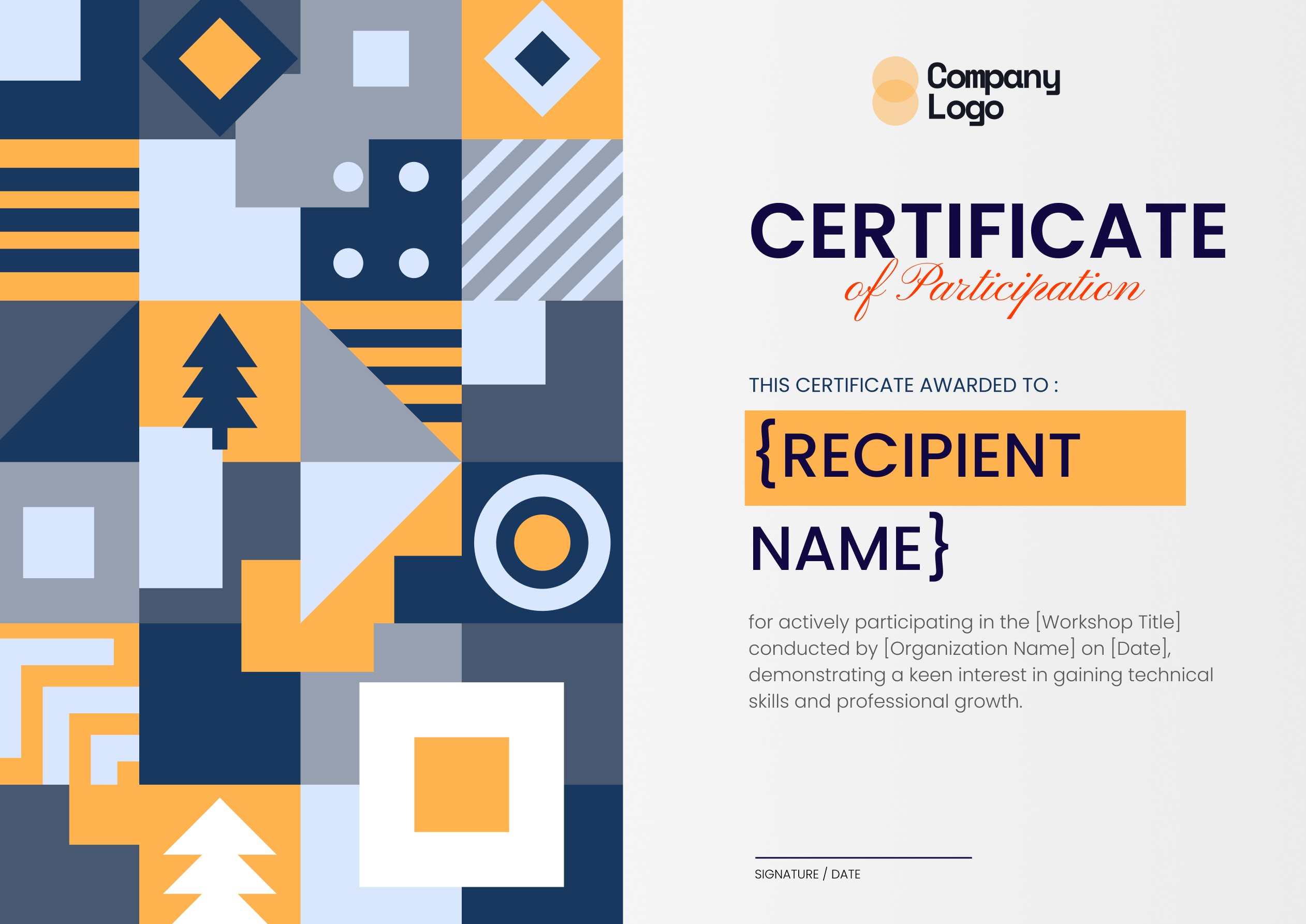 Wauld - Modern and Professional Participation certificate template