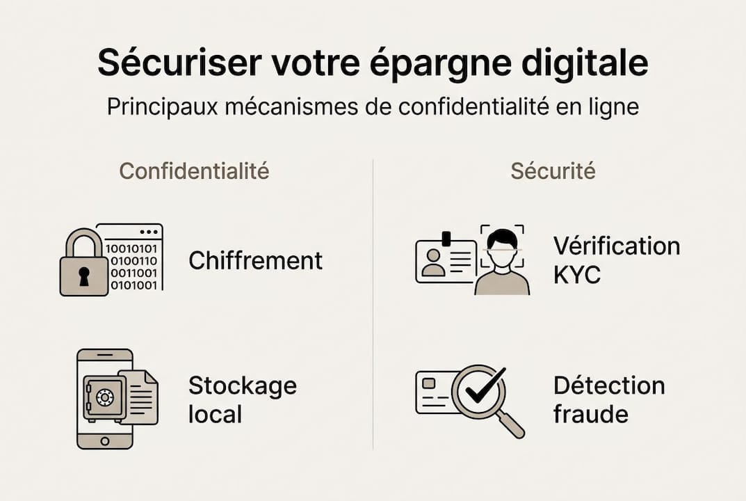 Tout savoir sur la confidentialité et la sécurité des tontines : une infographie claire pour mieux comprendre les enjeux.