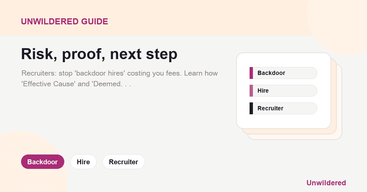 Explainer card for The "Backdoor Hire": A Recruiter’s Guide to Getting Paid: Backdoor, Hire, Recruiter.