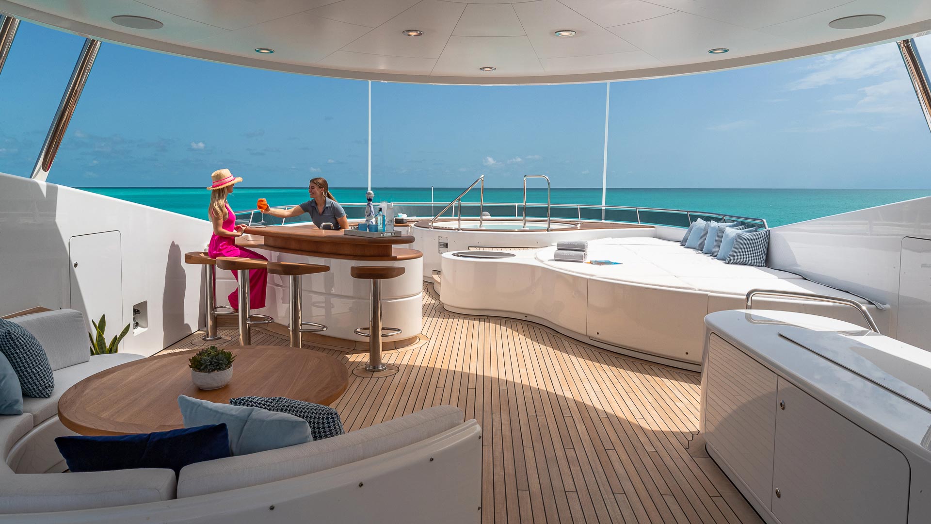 Serving Drinks on the Sun Deck