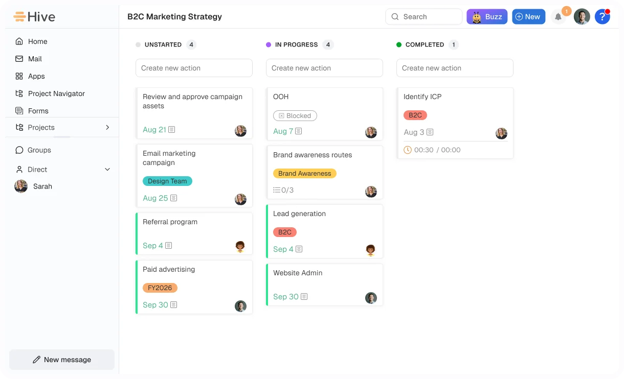 Hive AI project management dashboard