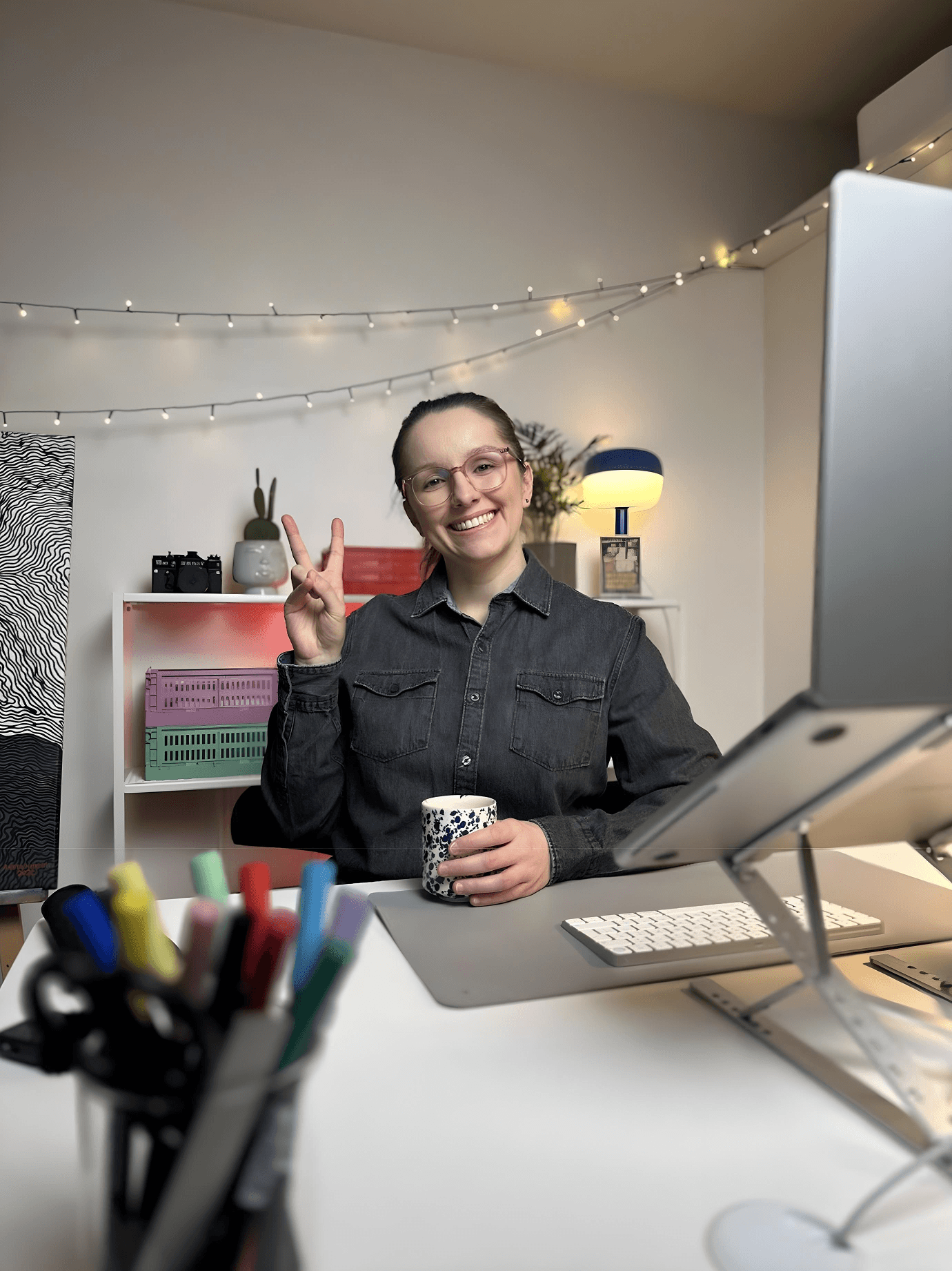 Aneta in her home office