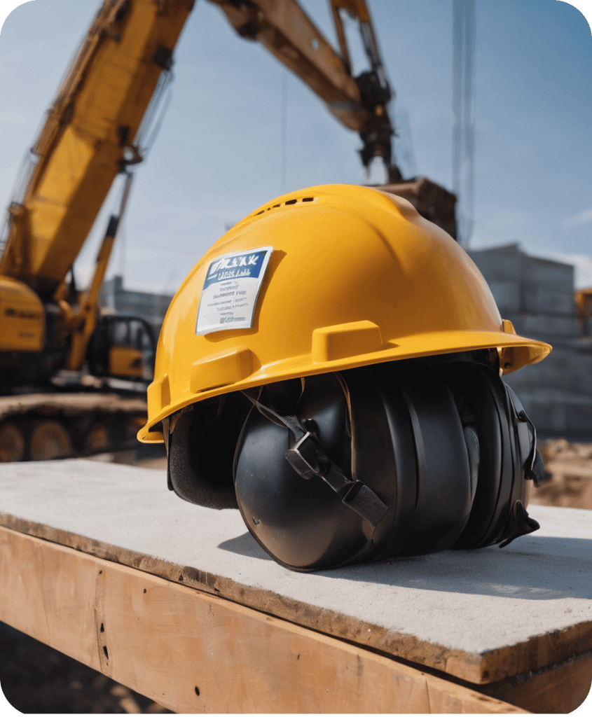 Hard hat with ICE-stickers