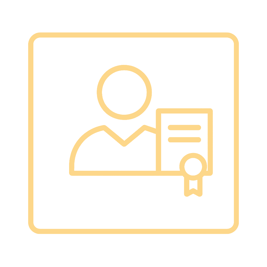Ícone dourado profissional com certificação