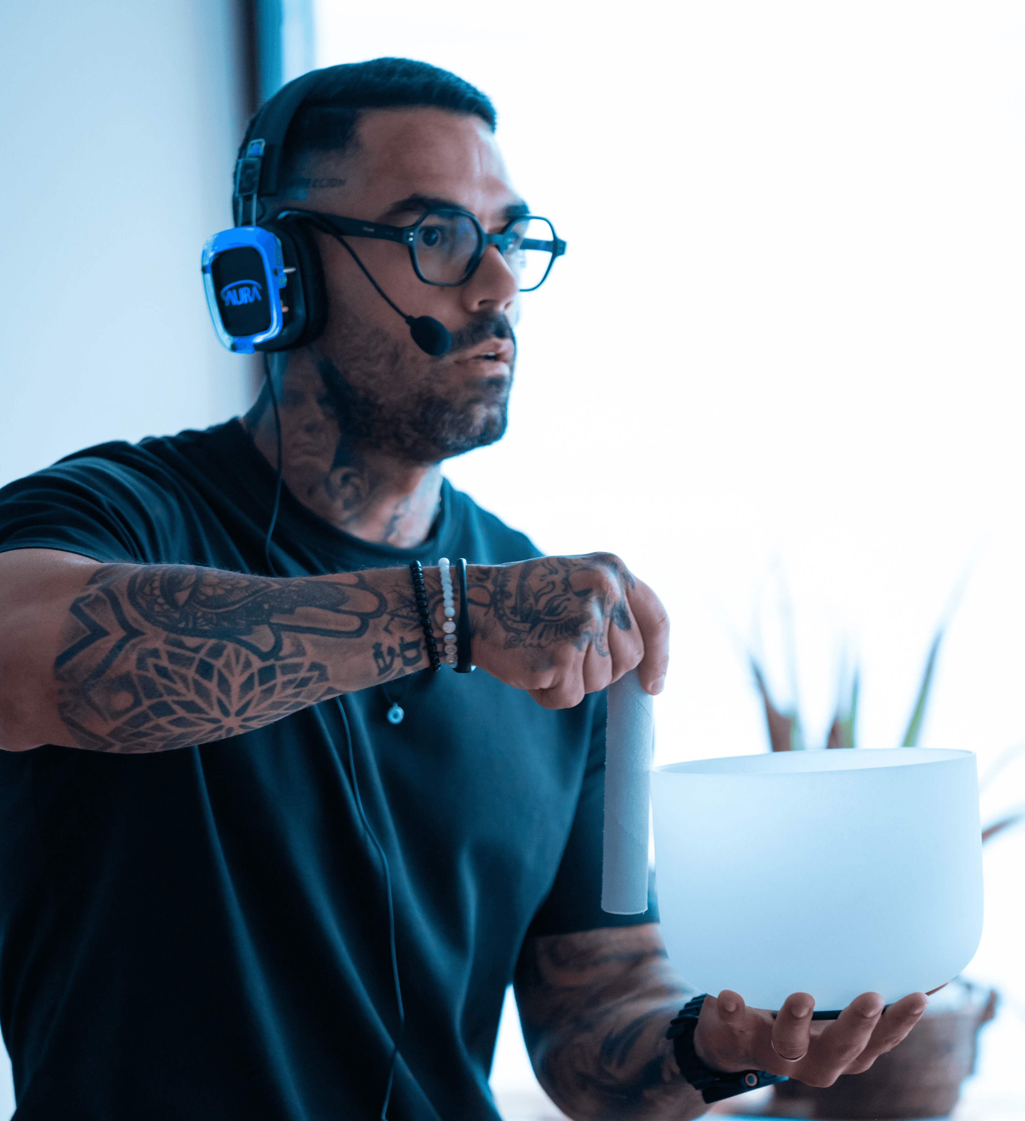 Concetrated triathlete grayscale