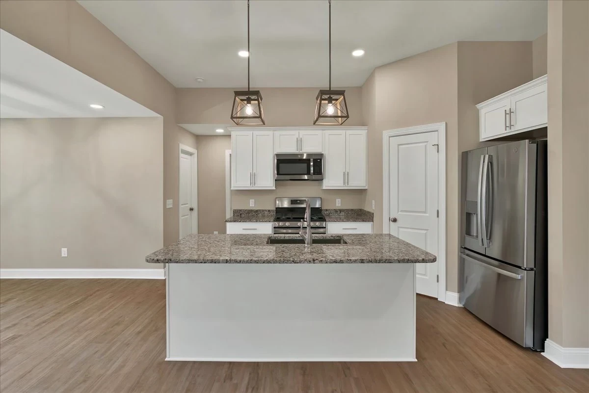 Granite island and custom cabinetry