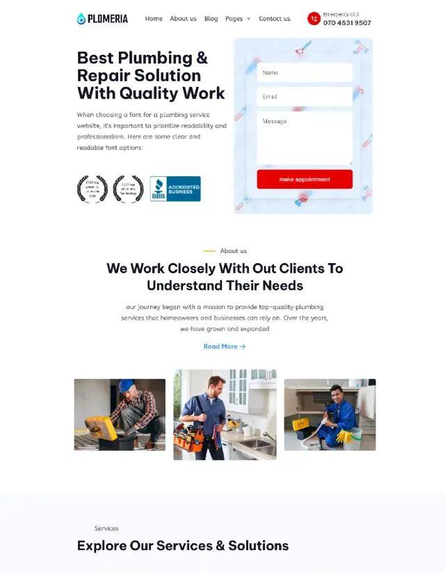 Plumbers Website Design