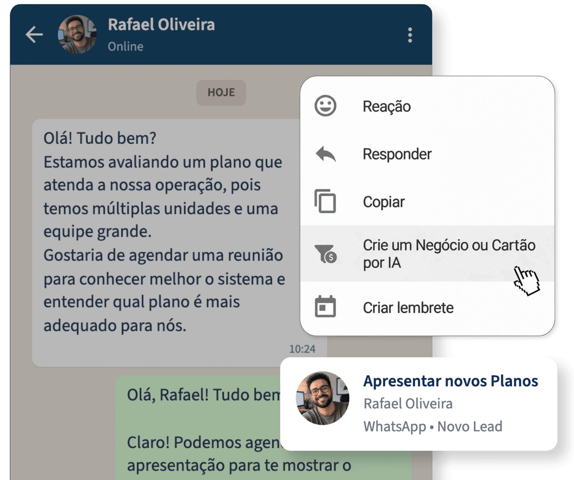 Uma tela de aplicativo móvel exibindo uma lista de conversas