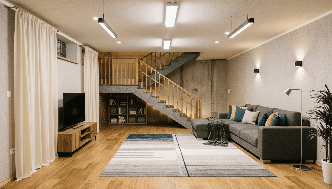 basement finished with rug