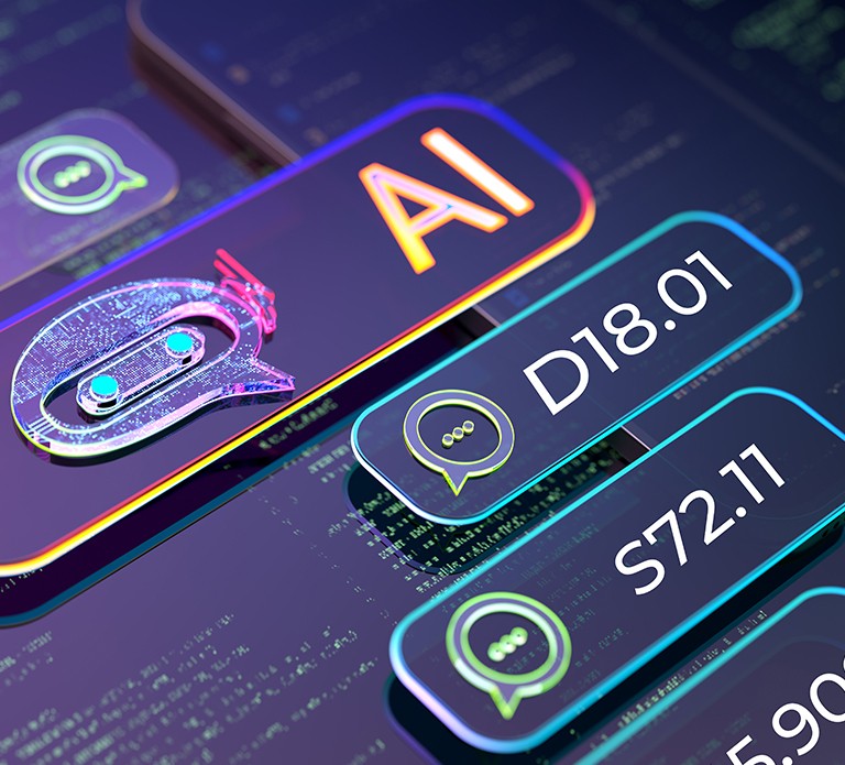 AI chat boxes with ICD-10 codes displayed including D18.01 and S72.11