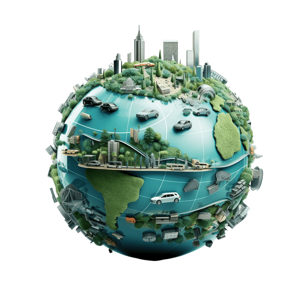 Globe with electric cars