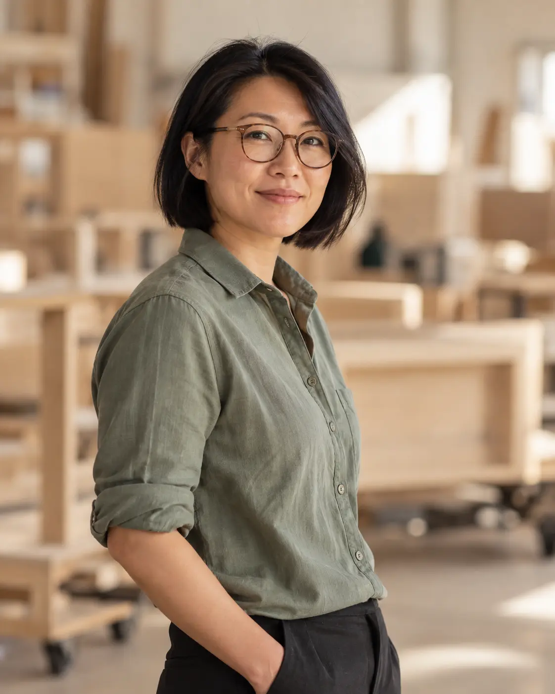 Wen Hartley, Lighting Studio Lead, at the plant