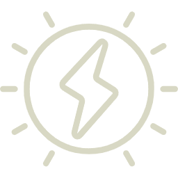 Sun with a lightning bolt in the center symbolizing energy or power generation.