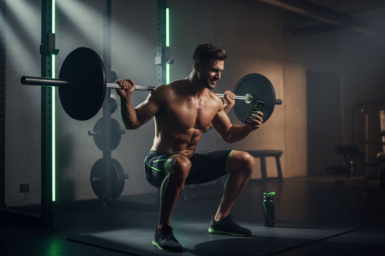 Person checking workout progress on phone