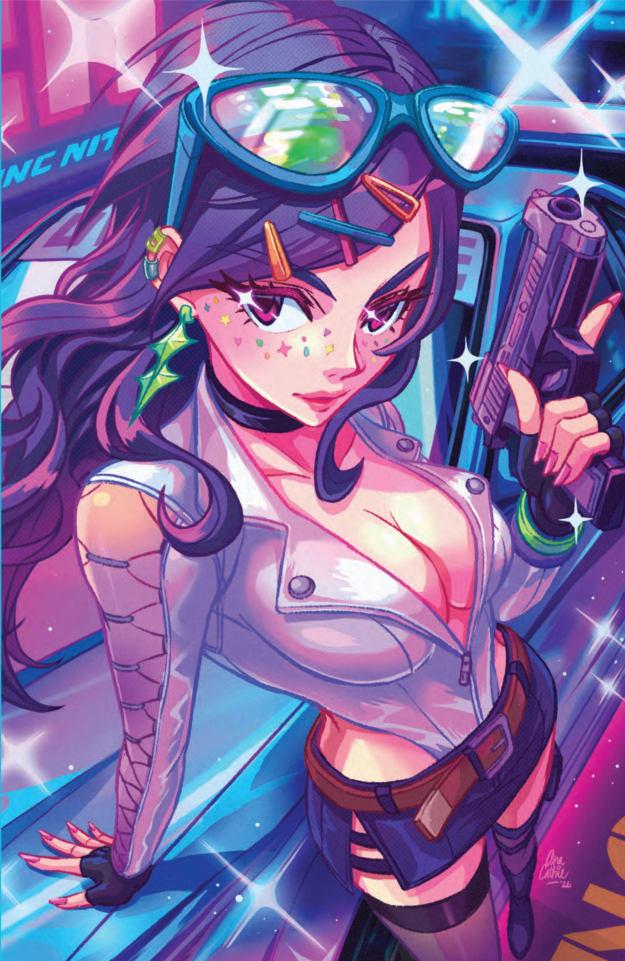Gun Honey #2 exclusive comic book cover art by Anacathie featuring stylized character artwork.