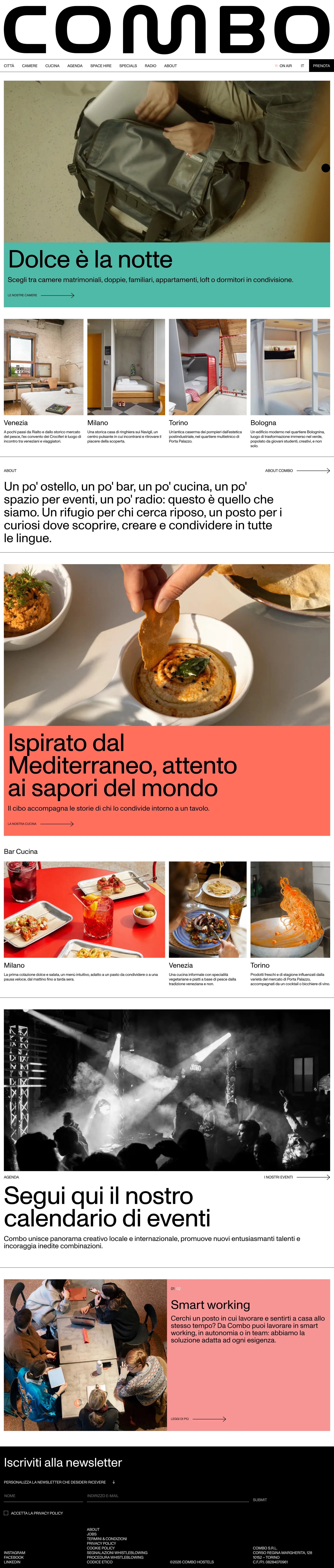 Ostello, Bar, Ristorante, Spazio per Eve ecommerce page screenshot showcasing Furniture & Interiors and Local Business design