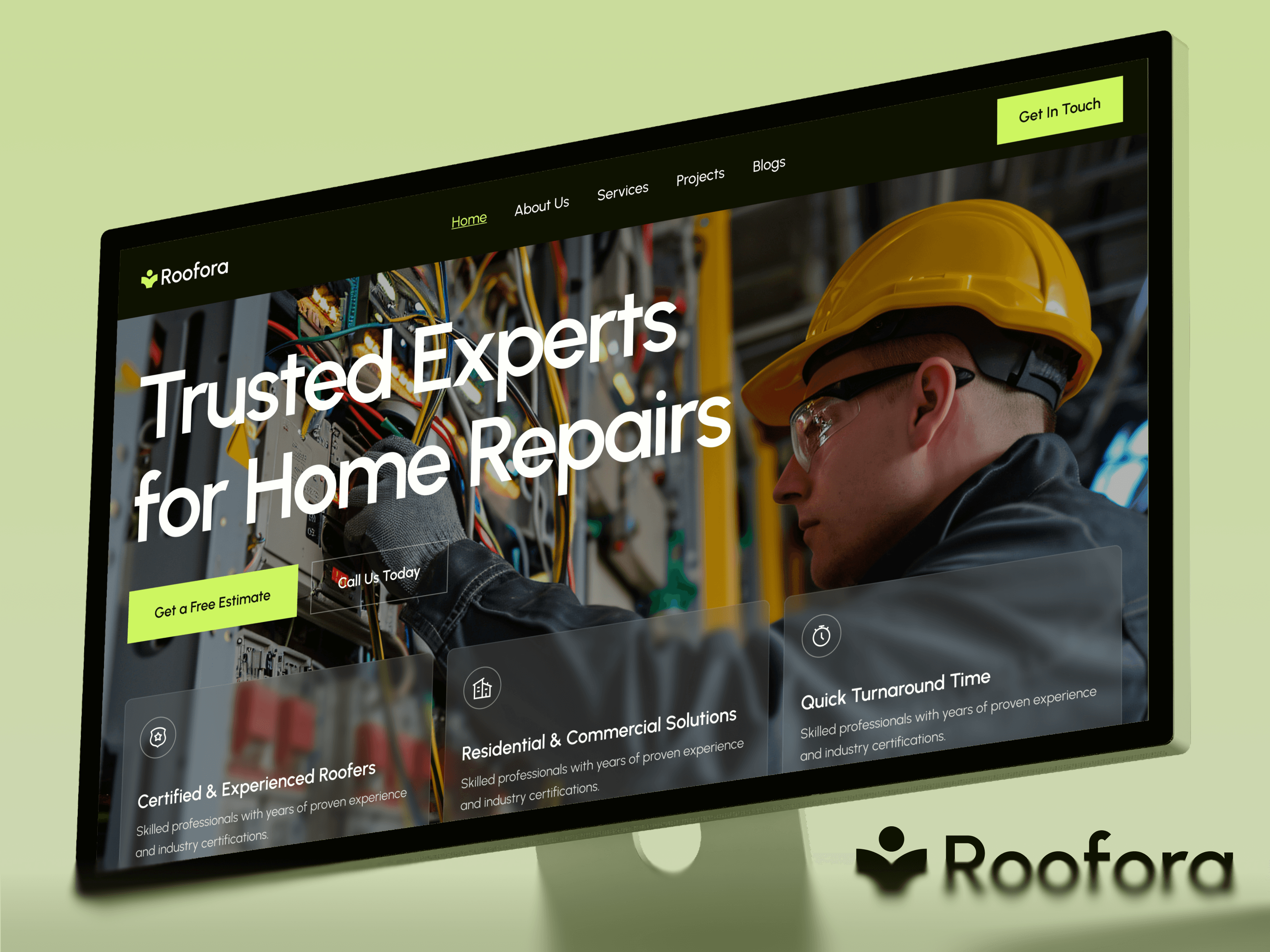 webflow roofing services template