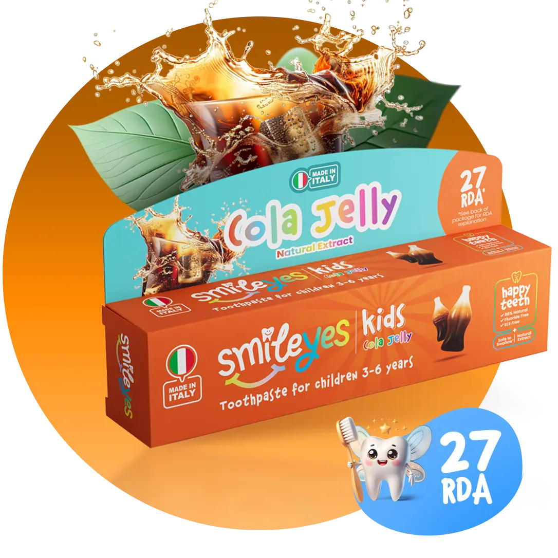 Smile yes bebek ve çocuk diş macunu, düşük RDA seviyesi ile diş minesi ve dentinini koruyan, %99 doğal özler içeren, paraben ve SLS gibi zararlı maddeler içermeyen, florürsüz ve güvenli bir diş macunudur.