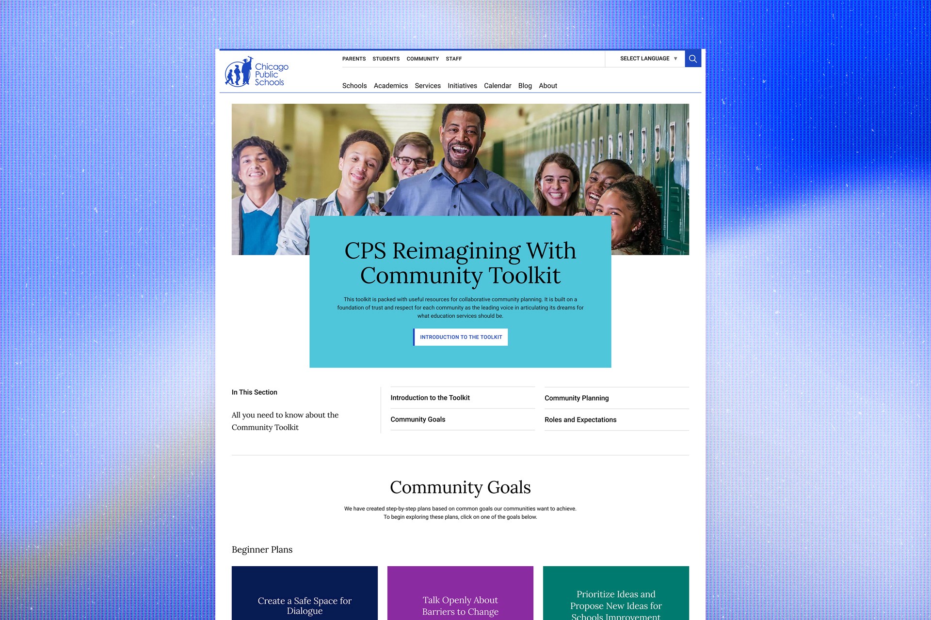A website mockup with a site image.