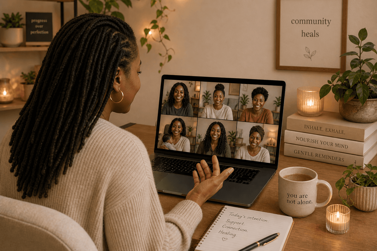 Therapist meeting with client virtually