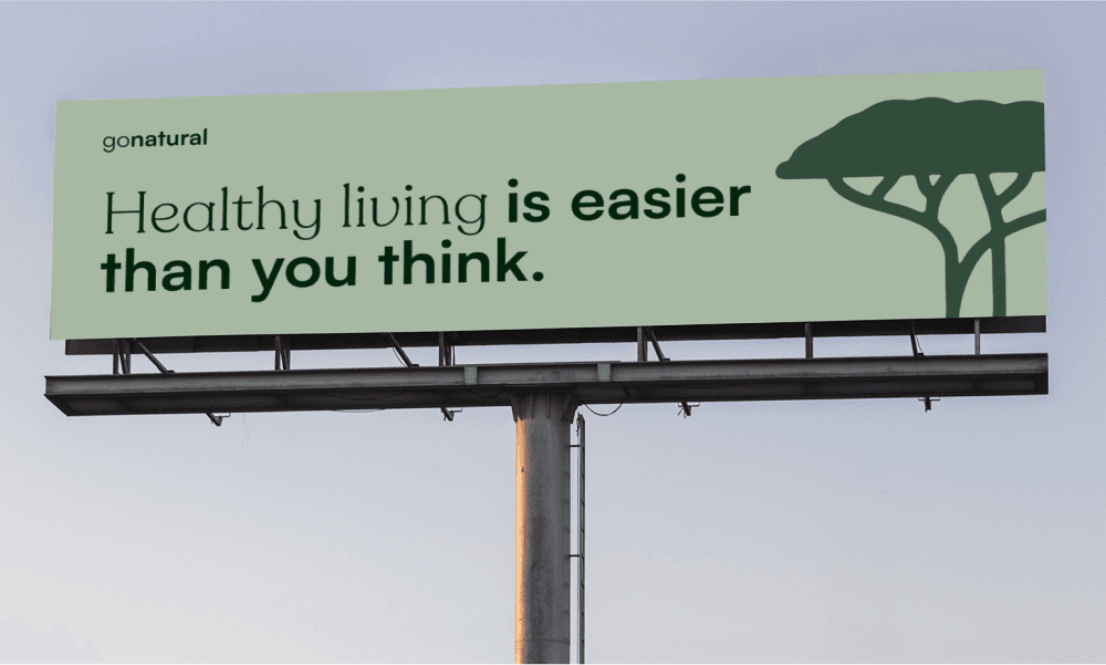 A billboard with artwork on.