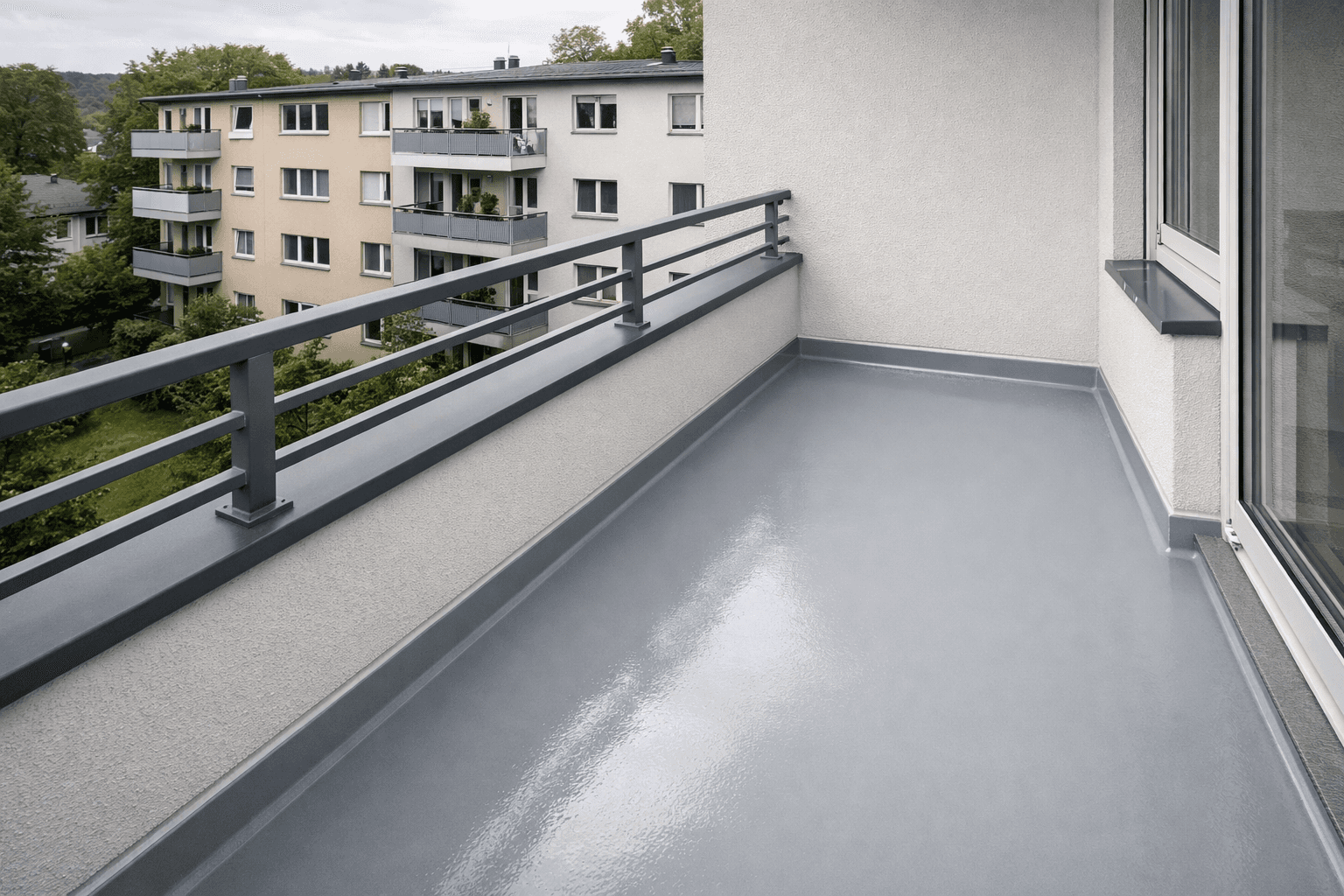 frisch sanierter balkon einer typischen solinger wohnung