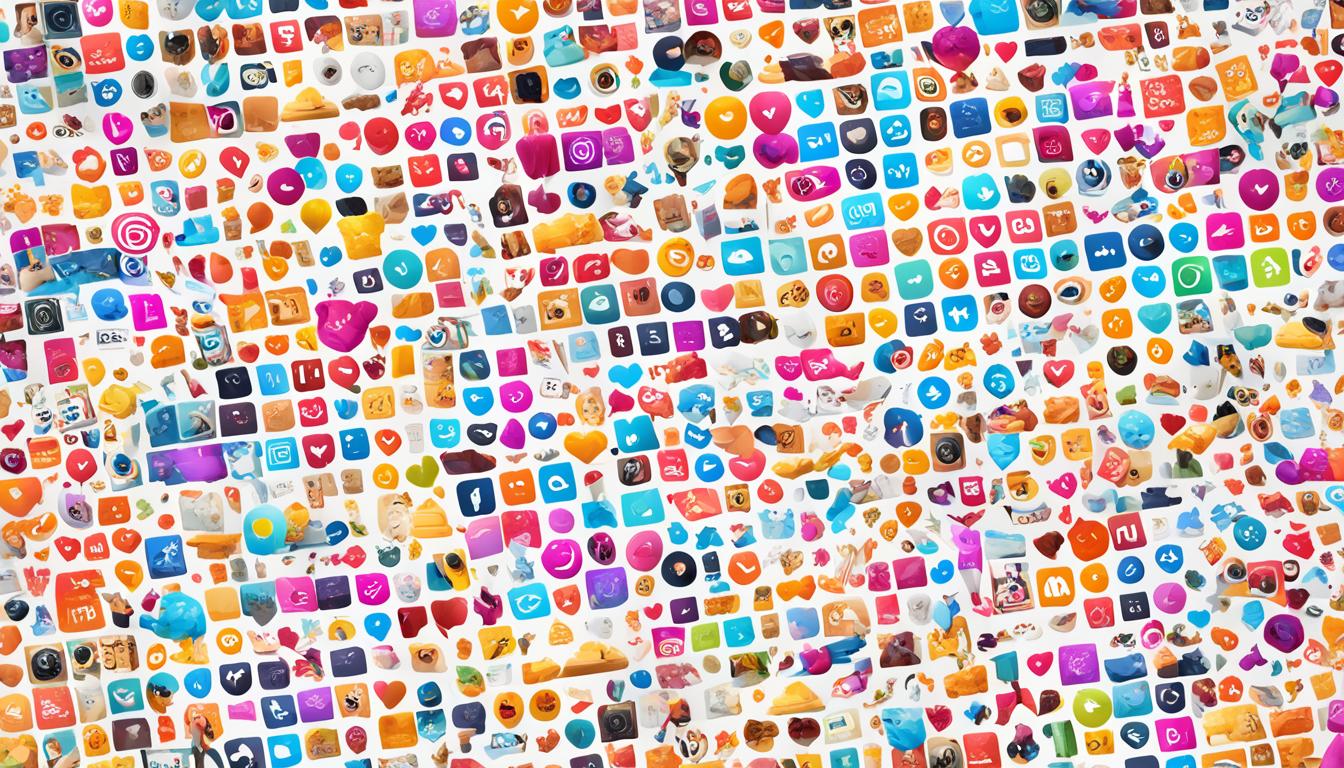 A colorful collage of Instagram icons, emojis, and stickers arranged in a playful, interactive arrangement that highlights the various engagement features of the platform, such as polls, quizzes, live videos, stories with interactive stickers, music features, and more. The design should feel dynamic and vibrant, with lots of movement and energy. Different elements should overlap and blend together to create a sense of visual unity and coherence. The color scheme can be bright and bold or more subdued depending on the message you want to convey. Overall, the prompt should encourage viewers to explore the many different ways they can interact with others on Instagram in order to build stronger connections and engage with their communities in meaningful ways.