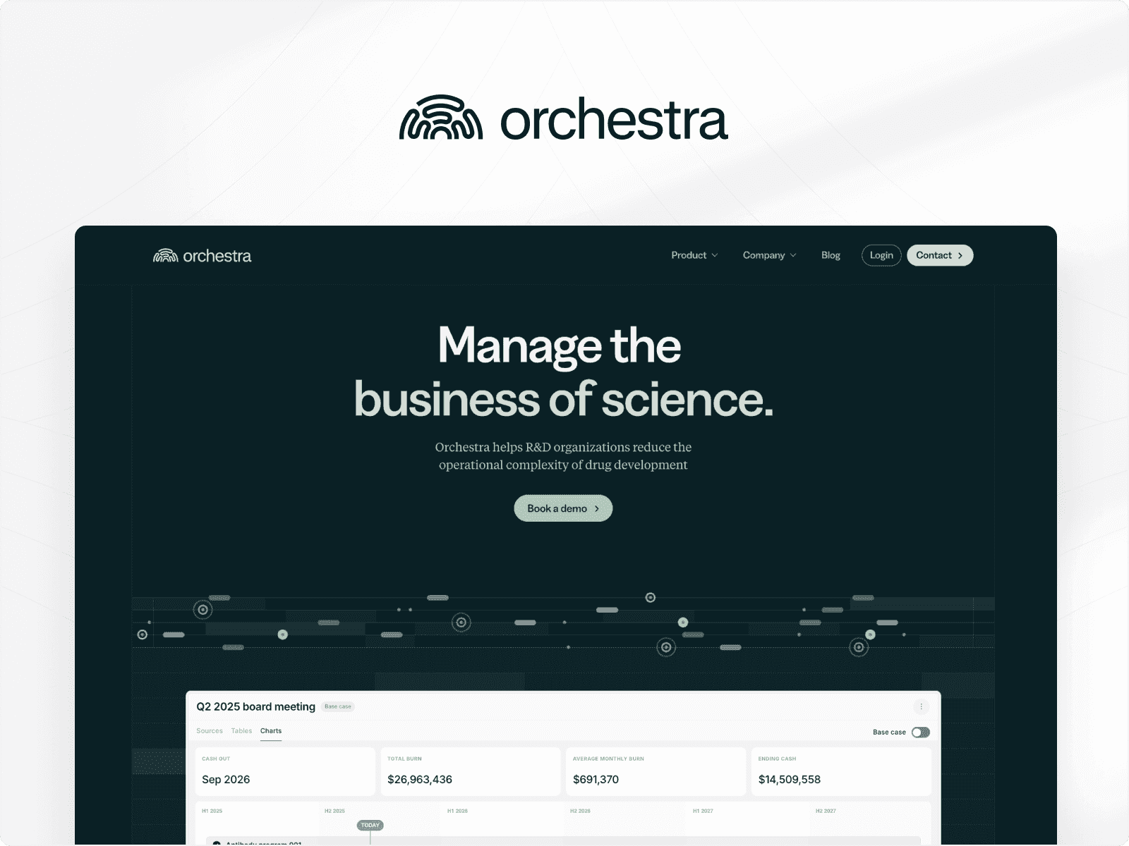 Orchestra homepage hero section mockup