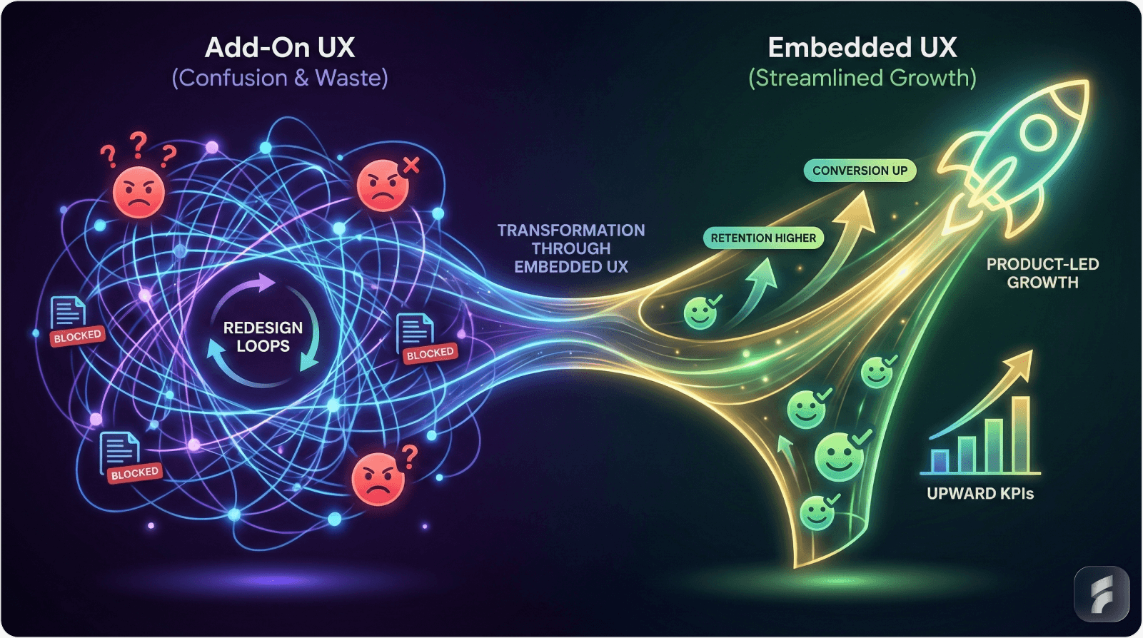 Redesign loop vs transformation through embedded ux