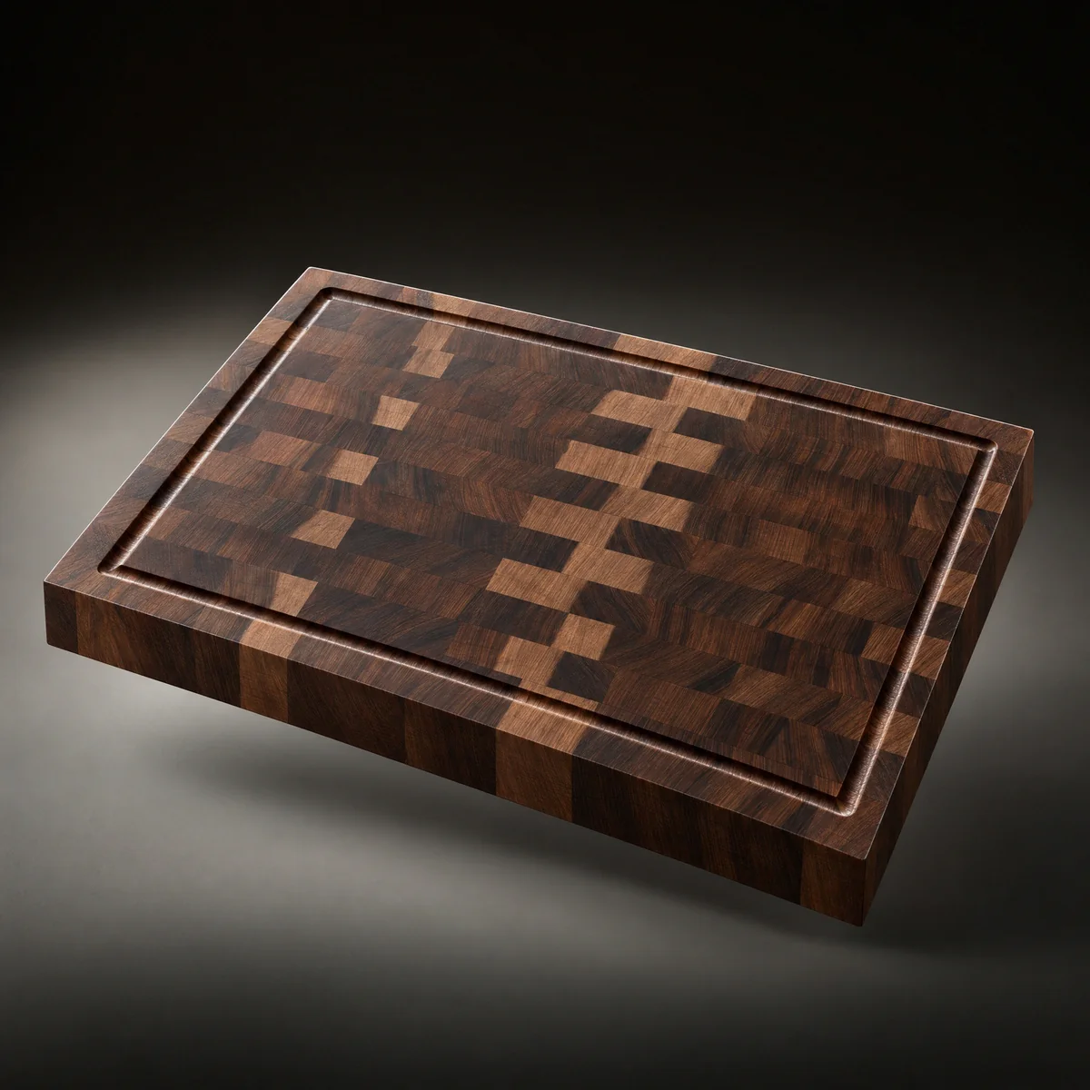 Solid walnut end grain cutting board