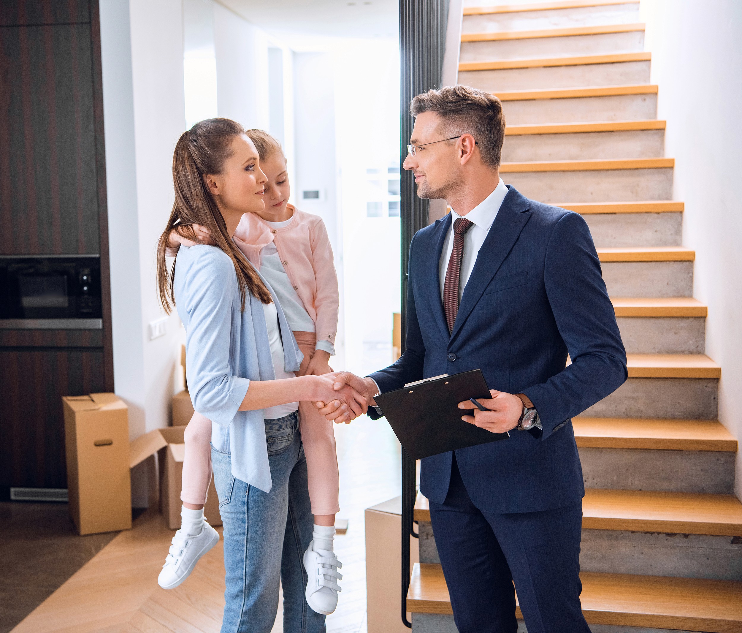 modern open lounge with palm trees outside
