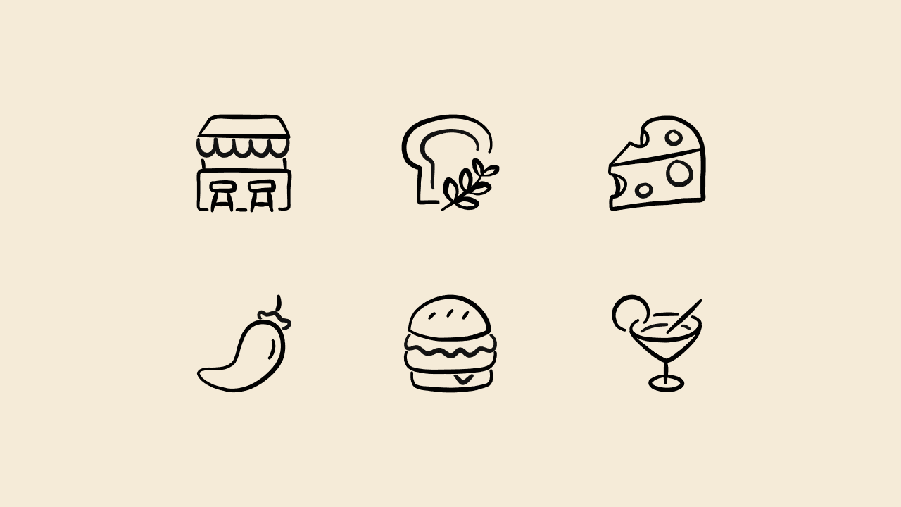 Freehand Line Food Icon Set