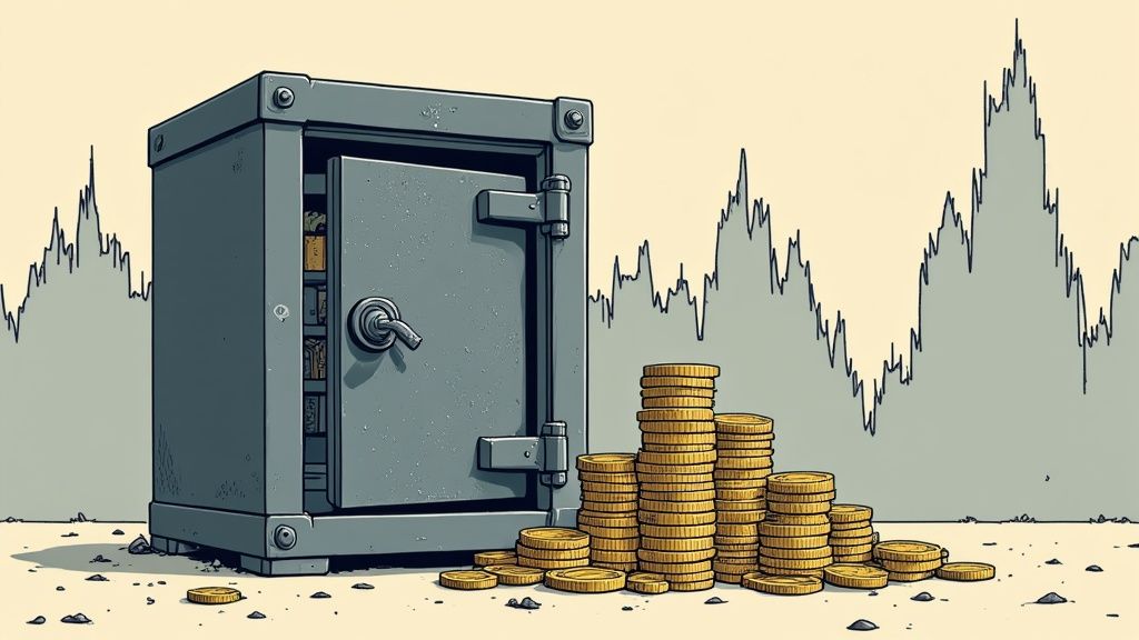 A visual representation of market and liquidity risks with charts and lock icons