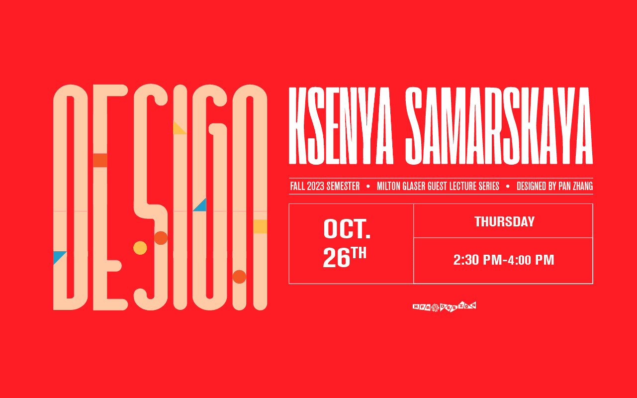 red poster announcing the guest speaker Ksenya Samarskaya